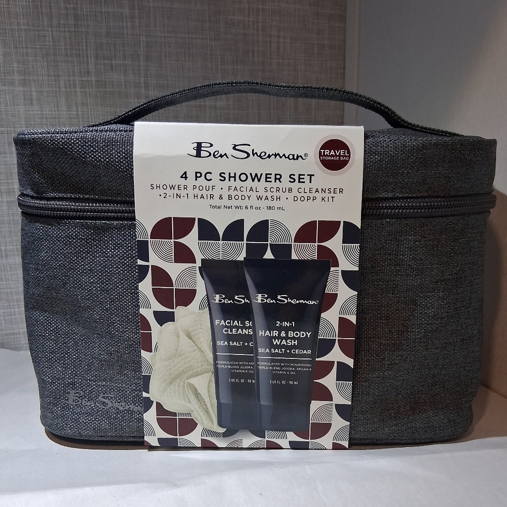 Ben Sherman Men's 4 pc Shower Set SEA SALT & CEDAR BRAND-NEW sealed w/tags